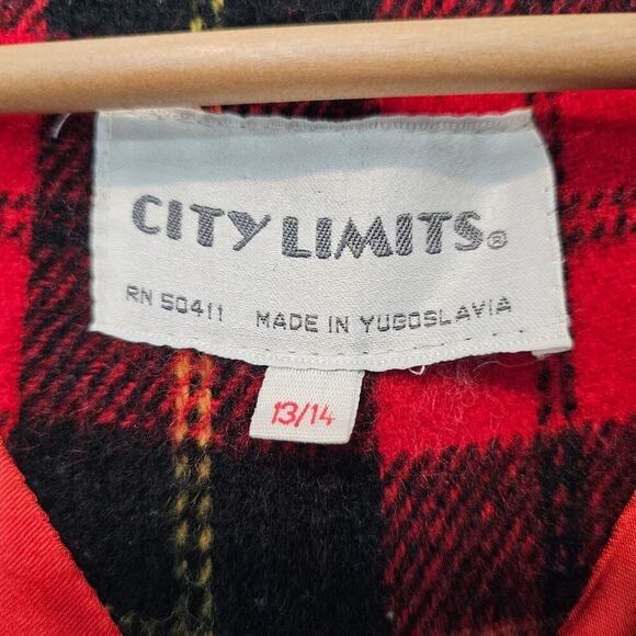 Vintage City Limits Jacket Womens Size XL Red Plaid Wool Preppy Clueless 90s - Picture 5 of 8